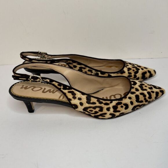 Sam Edelman Bianka Slingback Pump Heels Cheetah Print Designer Adjustable Womens - Picture 1 of 9